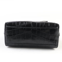 SAINT LAURENT 712367 Mini Toy Shopping Leather Crocodile Embossed 2-Way Handbag/Shoulder Bag, Black, with Box and Dust Made in Italy, Women's — Like New