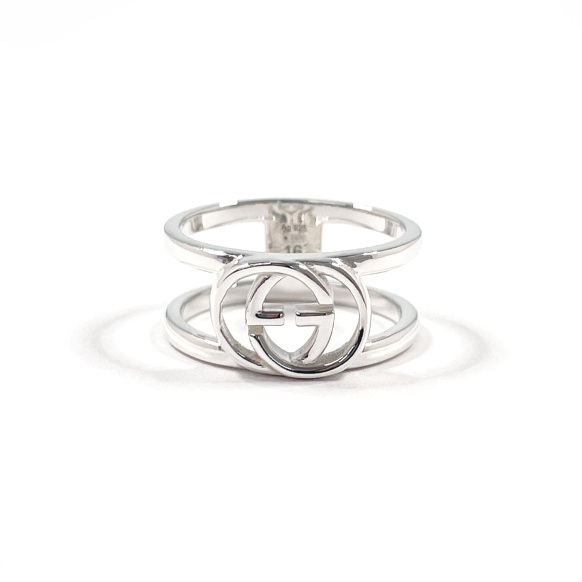 GUCCI Interlocking G Wide Ring, Sterling Silver 925, Size 15, Silver, Men's — Like New
