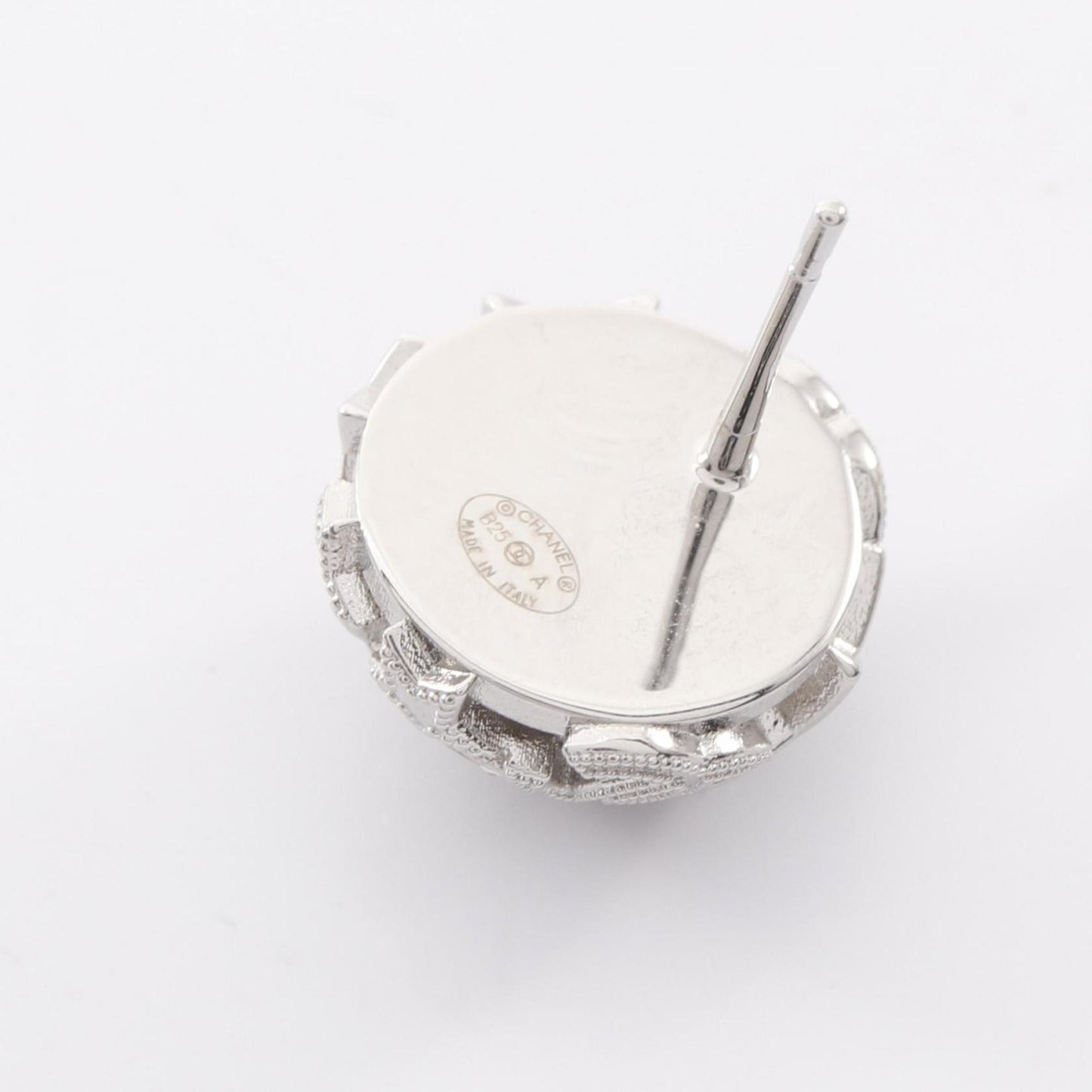 CHANEL Coco Mark Star Earrings, Stainless Steel with Rhinestones, Women's, Silver and Clear