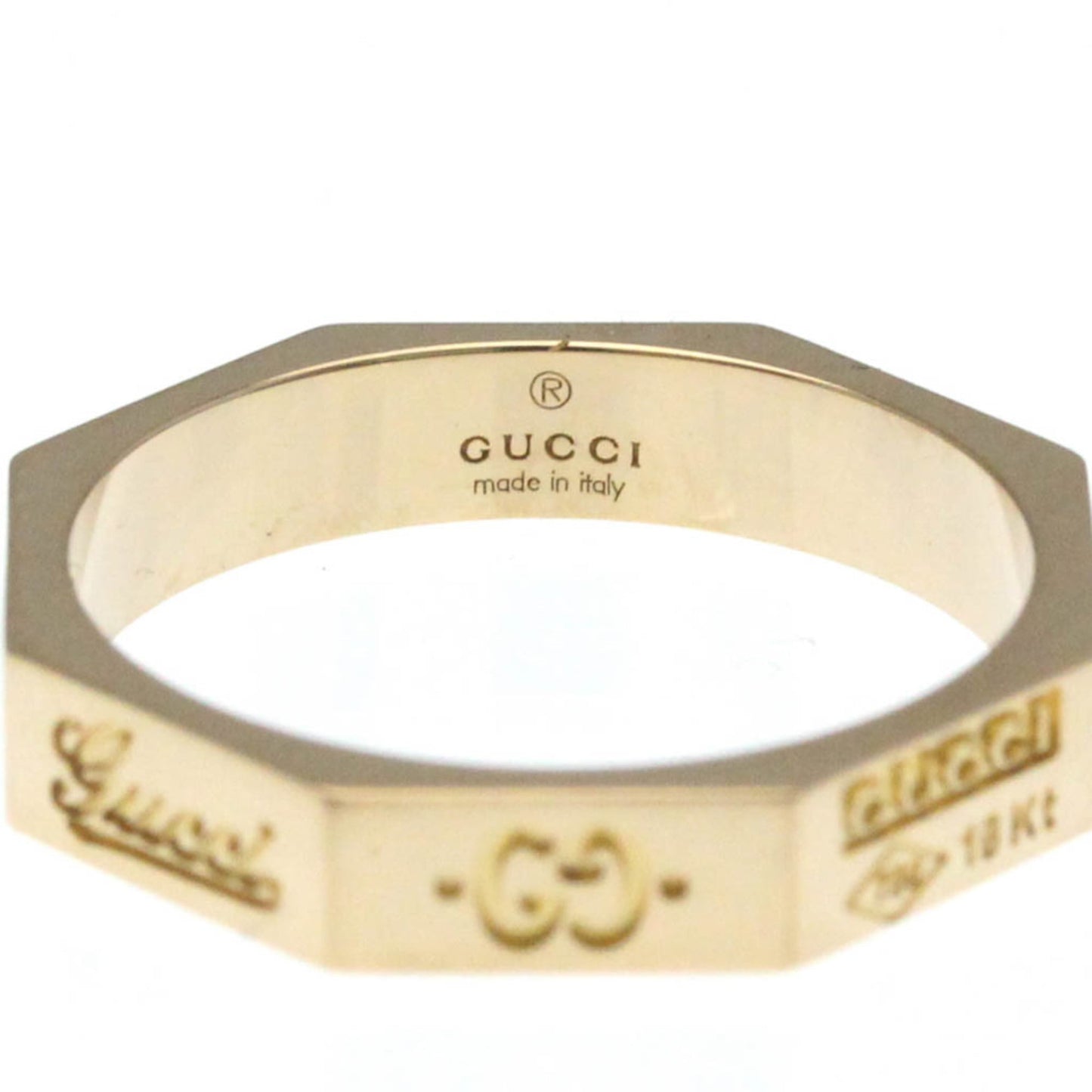Gucci Octagonal Ring Pink Gold (18K) Fashion No Stone Band Ring Pink Gold