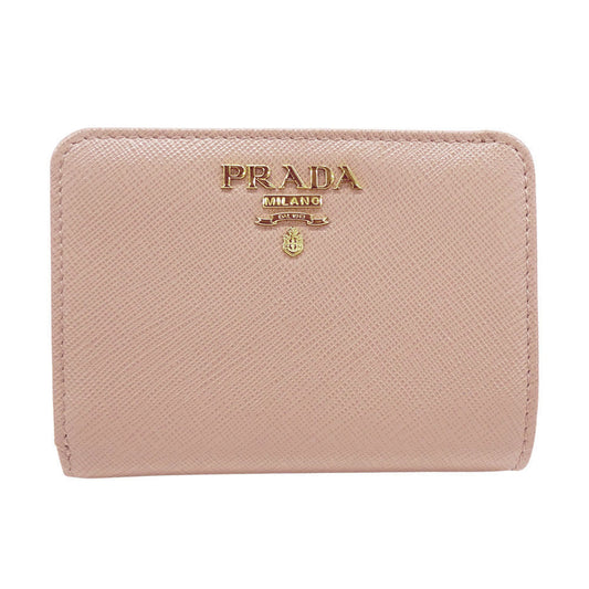 Prada Women's Saffiano Bi-fold Wallet in Pink Beige (1ML018) - Compact and Simple Design