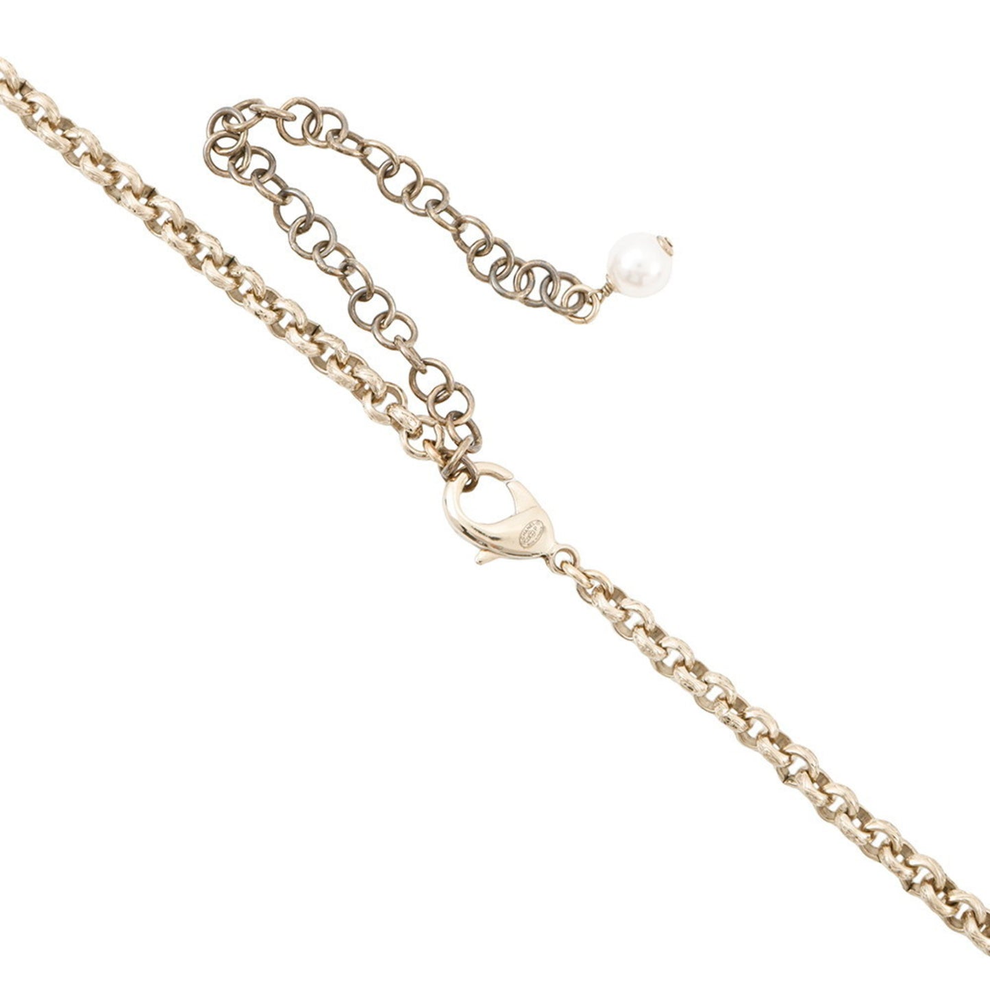 Chanel Coco Mark Heart Motif Rhinestone Faux Pearl Necklace C23P CHANEL