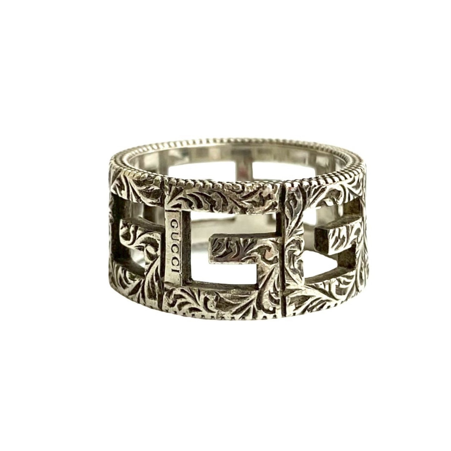 GUCCI Square G Arabesque Sterling Silver 925 Ring for Men and Women, 72174