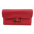 HERMES Constance Long Evercolor Wallet, Pink, Women's