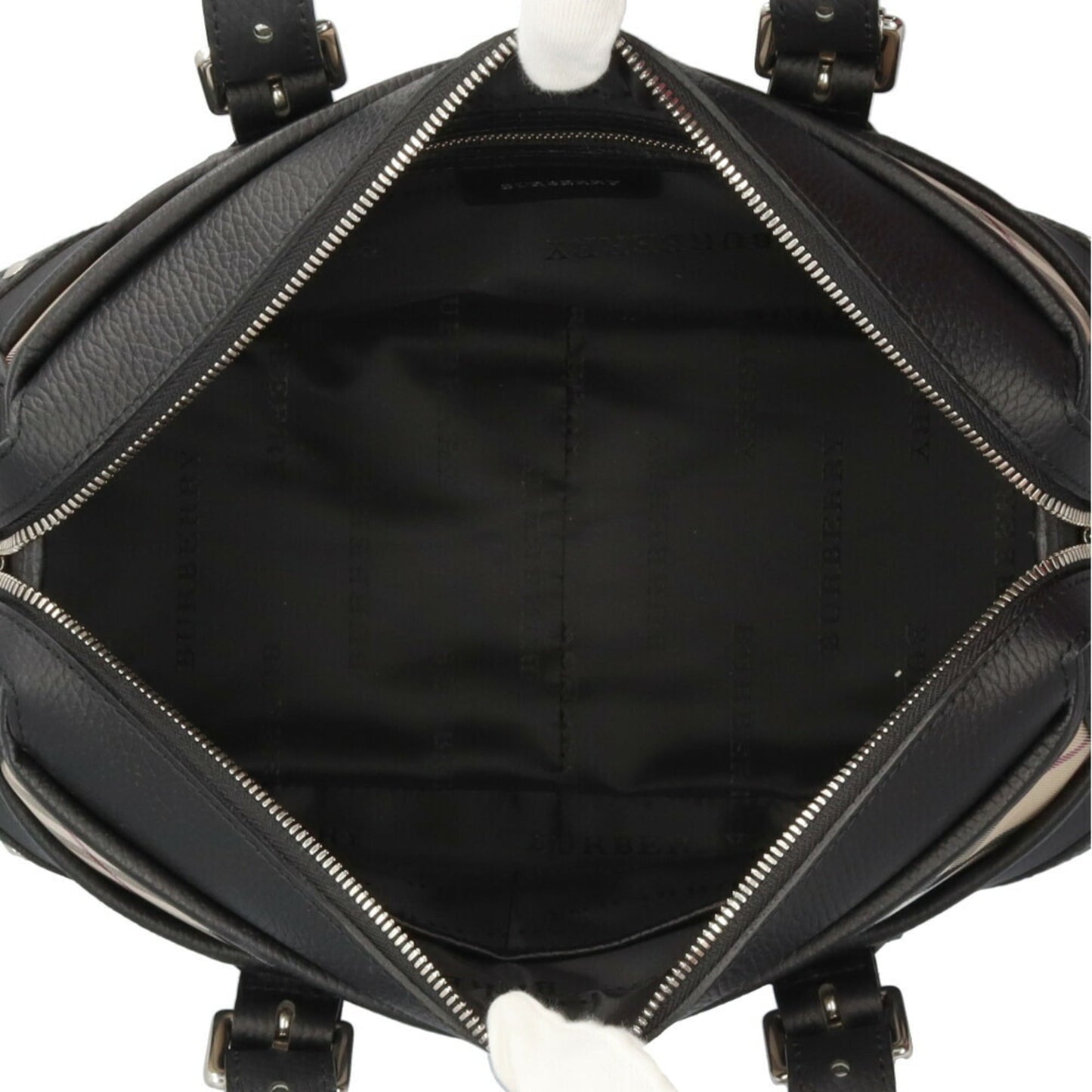 Burberry Nova Check Handbag Canvas Black Women's BURBERRY