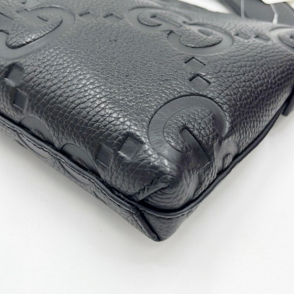 GUCCI Jumbo GG Shoulder Bag 761747 Black Leather Men's and Women's — New - Store Return