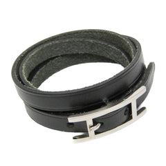 Hermes Hapi III Choker Leather,Metal Bangle Silver,Black — Like New
