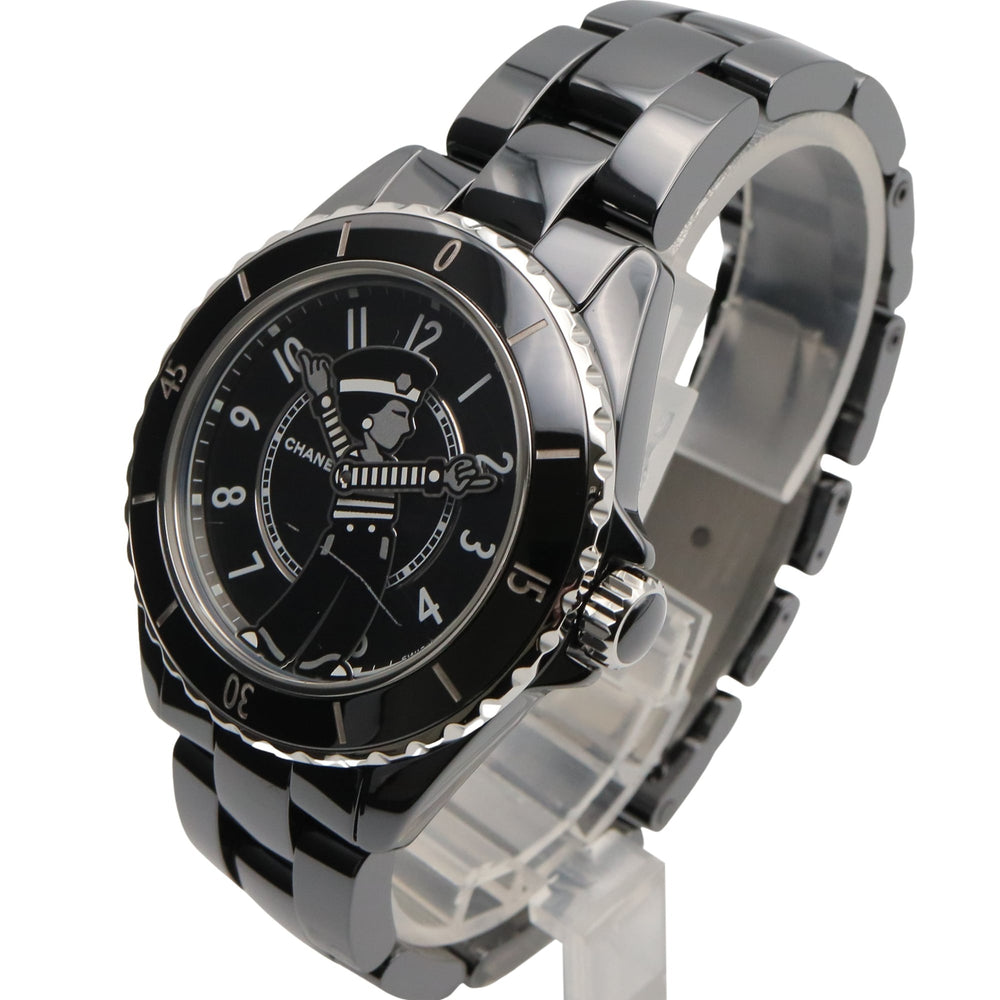 Chanel Mademoiselle J12 La Pausa Ceramic Men's Watch, Black, Model H7609 — Very Good