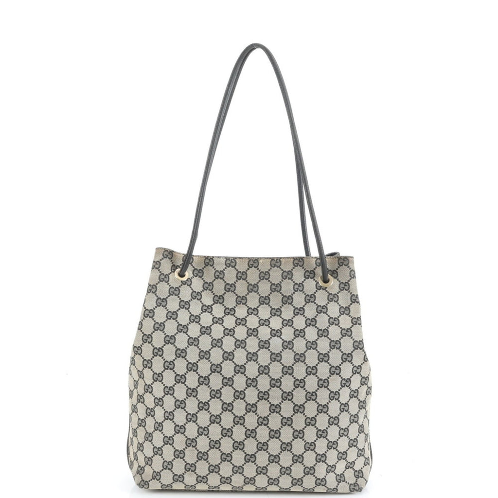 Gucci GG Canvas 257275 Leather Tote Bag Shoulder Handbag Black Women's