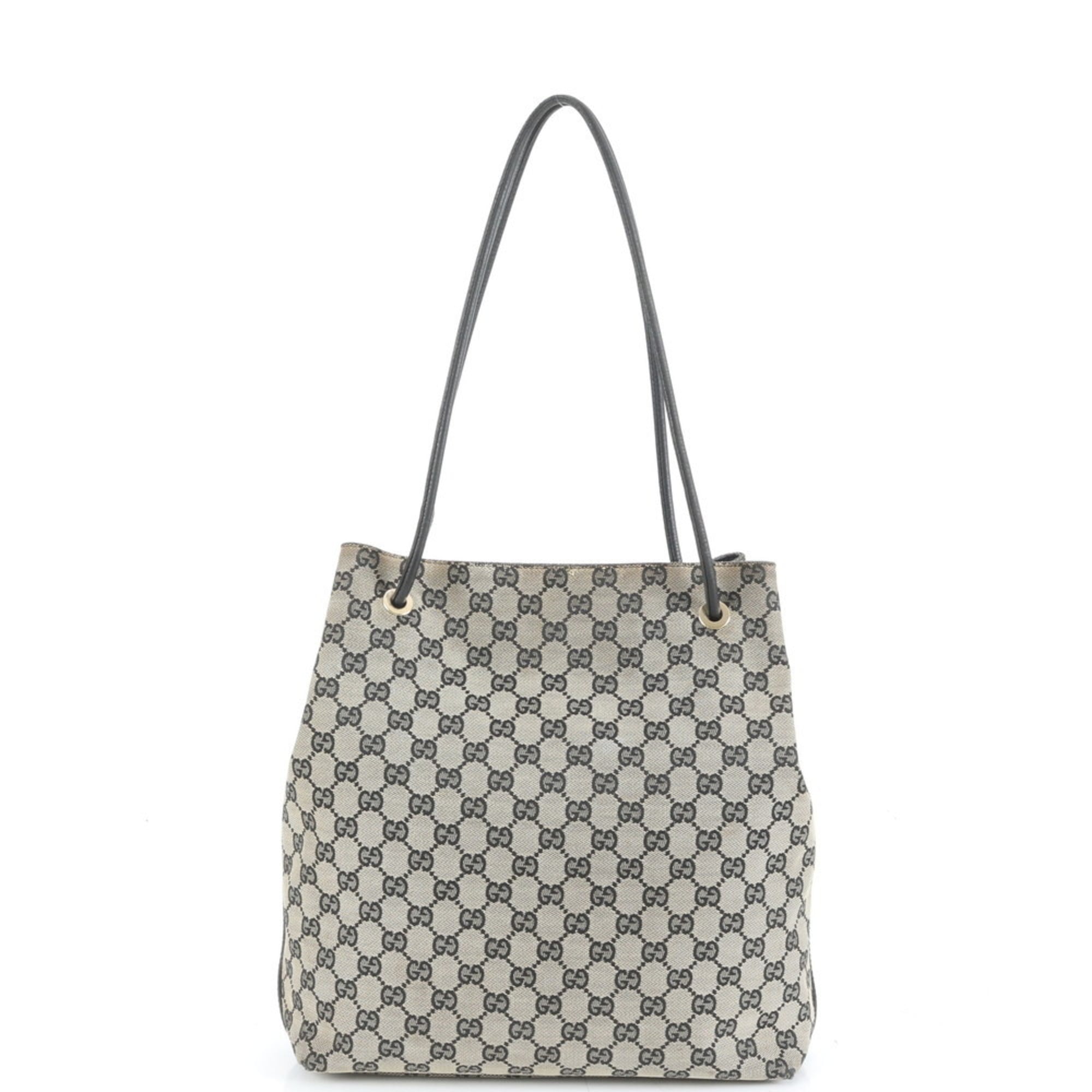 Gucci GG Canvas 257275 Leather Tote Bag Shoulder Handbag Black Women's