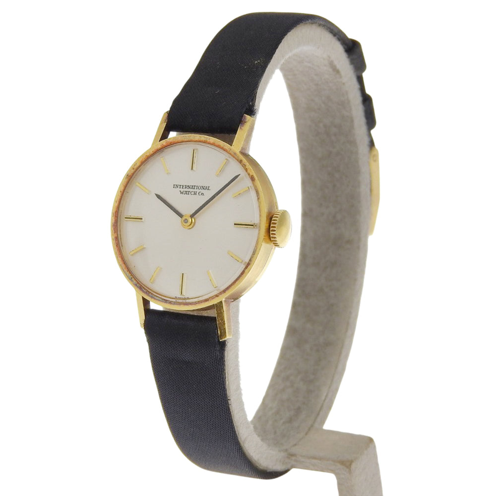 International Watch Company (IWC) Vintage Watch, Caliber 41, 18K Yellow Gold x Leather Strap, Manual Winding, Analog Display, Silver Dial, Ladies' — Good