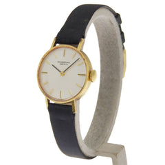 International Watch Company (IWC) Vintage Watch, Caliber 41, 18K Yellow Gold x Leather Strap, Manual Winding, Analog Display, Silver Dial, Ladies' — Good
