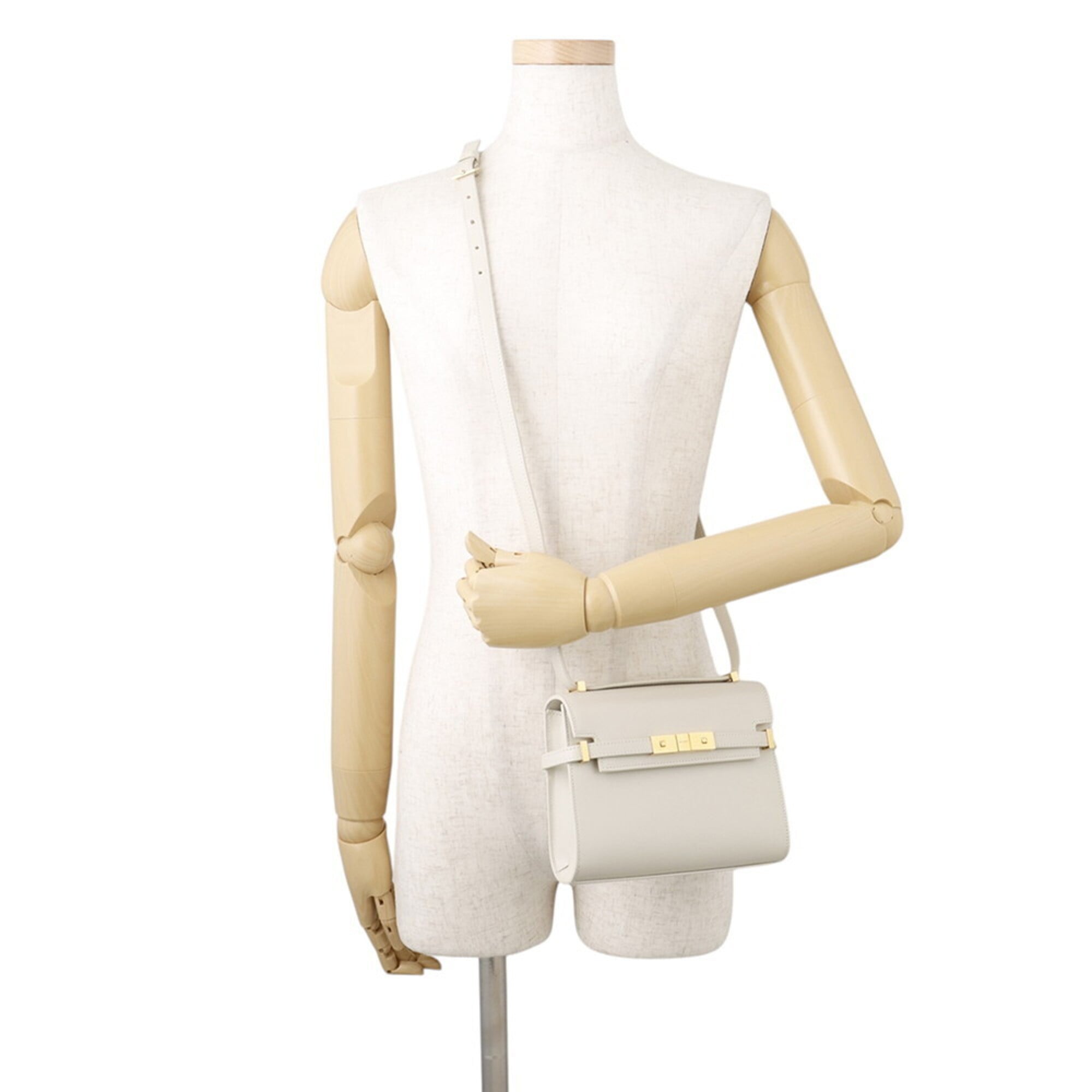 Saint Laurent Paris Manhattan Mini Leather Shoulder Bag 727766 SAINT LAURENT PARIS White Handbag — Like New