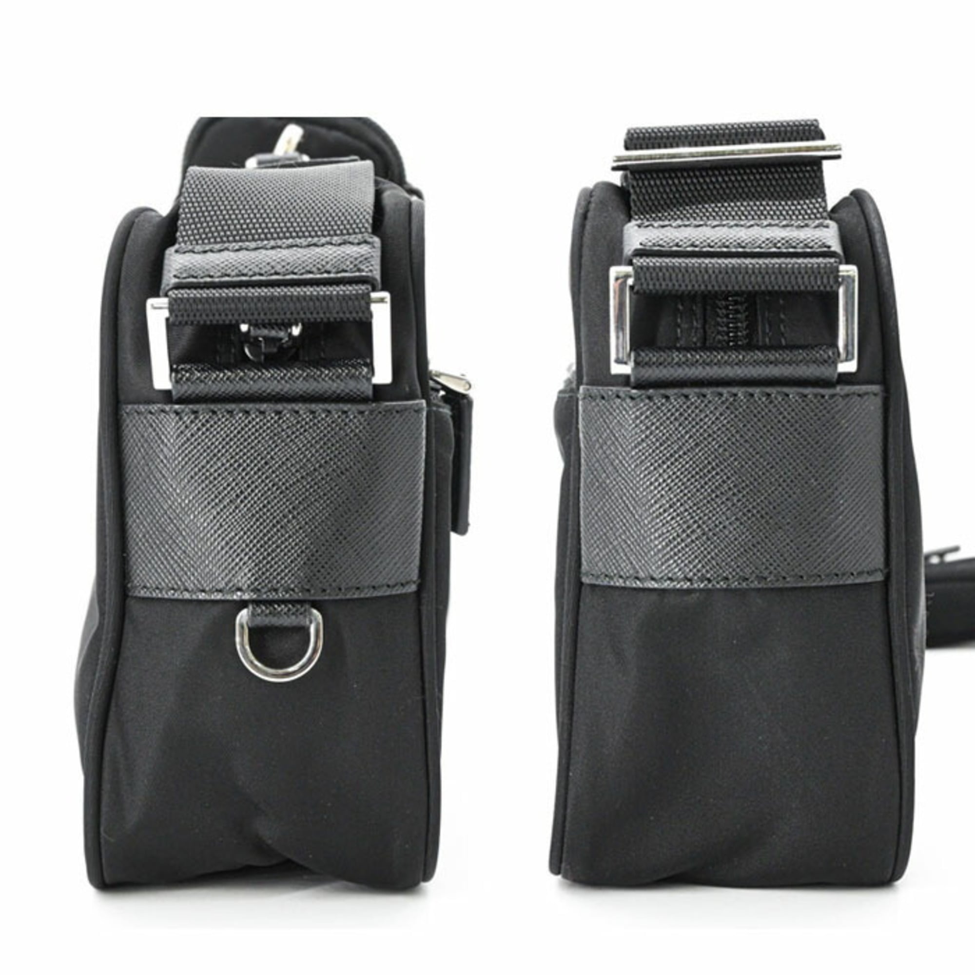 PRADA Re-Nylon Shoulder Bag in Saffiano Leather, Black, for Men and Women, 1BC167