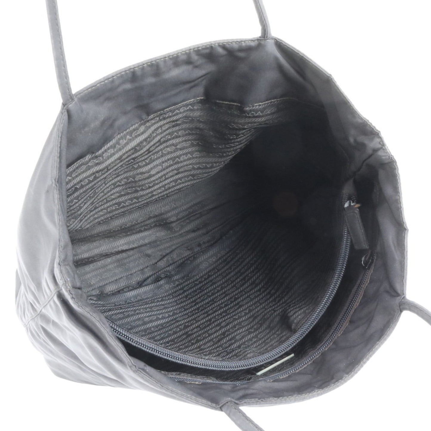 Prada Tessuto Nylon Triangle Logo Tote Bag Shoulder Handbag Black Women's