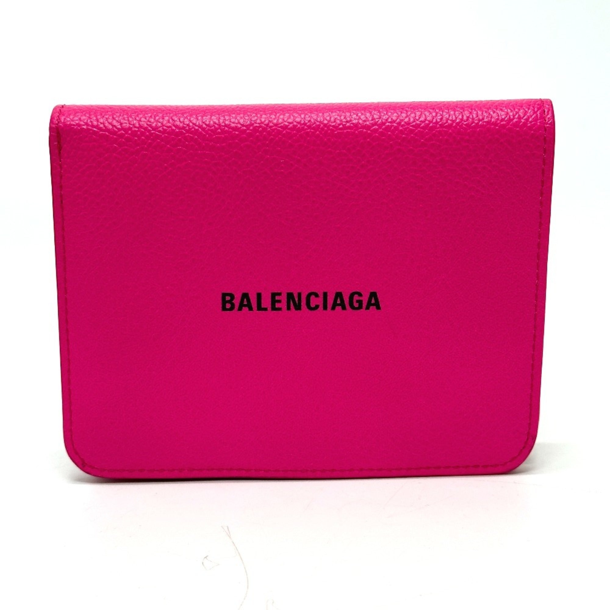 BALENCIAGA Logo Ville Medium Wallet, Bi-fold Leather, Unisex, Pink