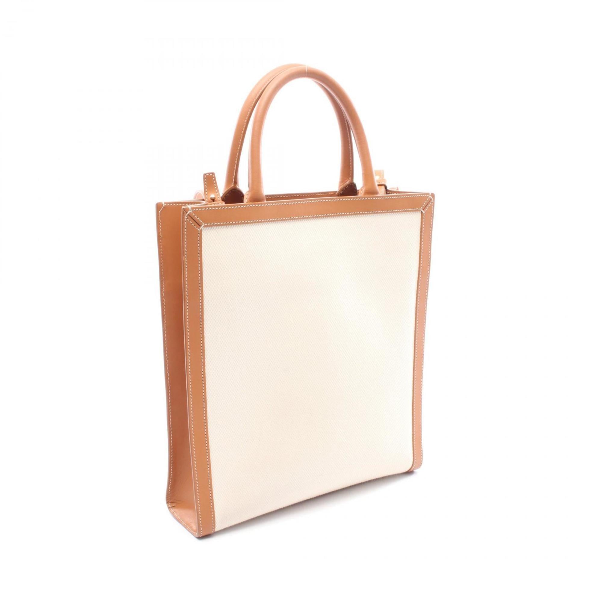 Celine Small Vertical Cabas Tote Bag, Canvas and Leather, Women's, Ivory Brown, 192082BNZ