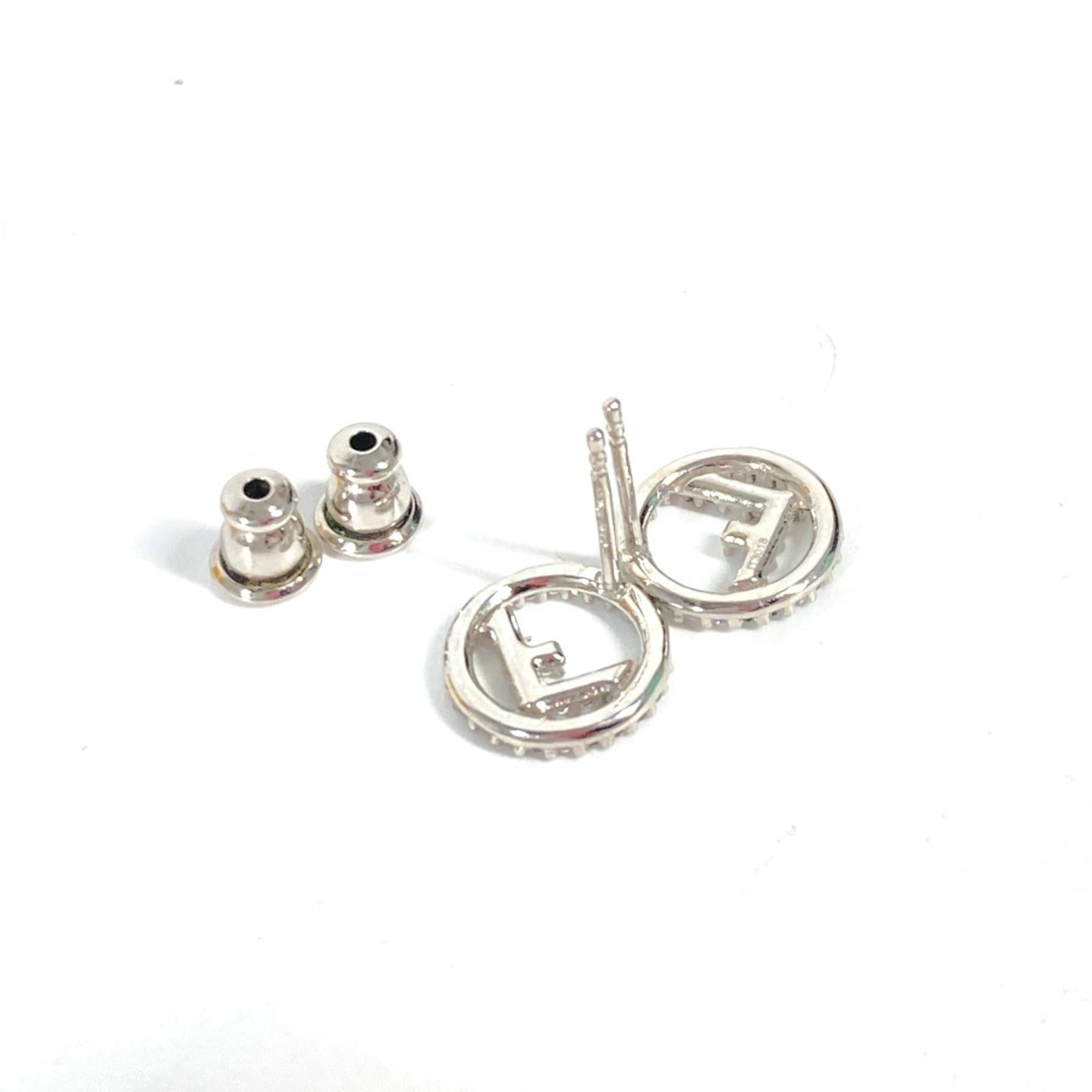 FENDI Rhinestone F's Earrings Metal Women's Silver x Blue Similar E-240710-23 — Like New