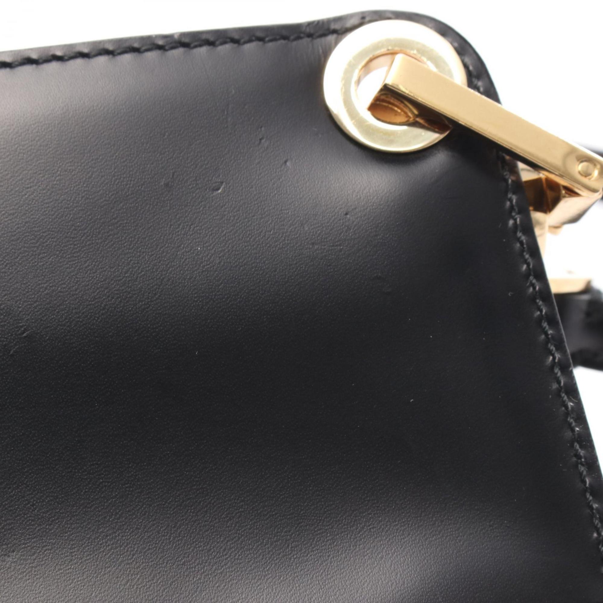 Salvatore Ferragamo Gancini Mini Shoulder Bag, Leather, Women's, Black and Ivory