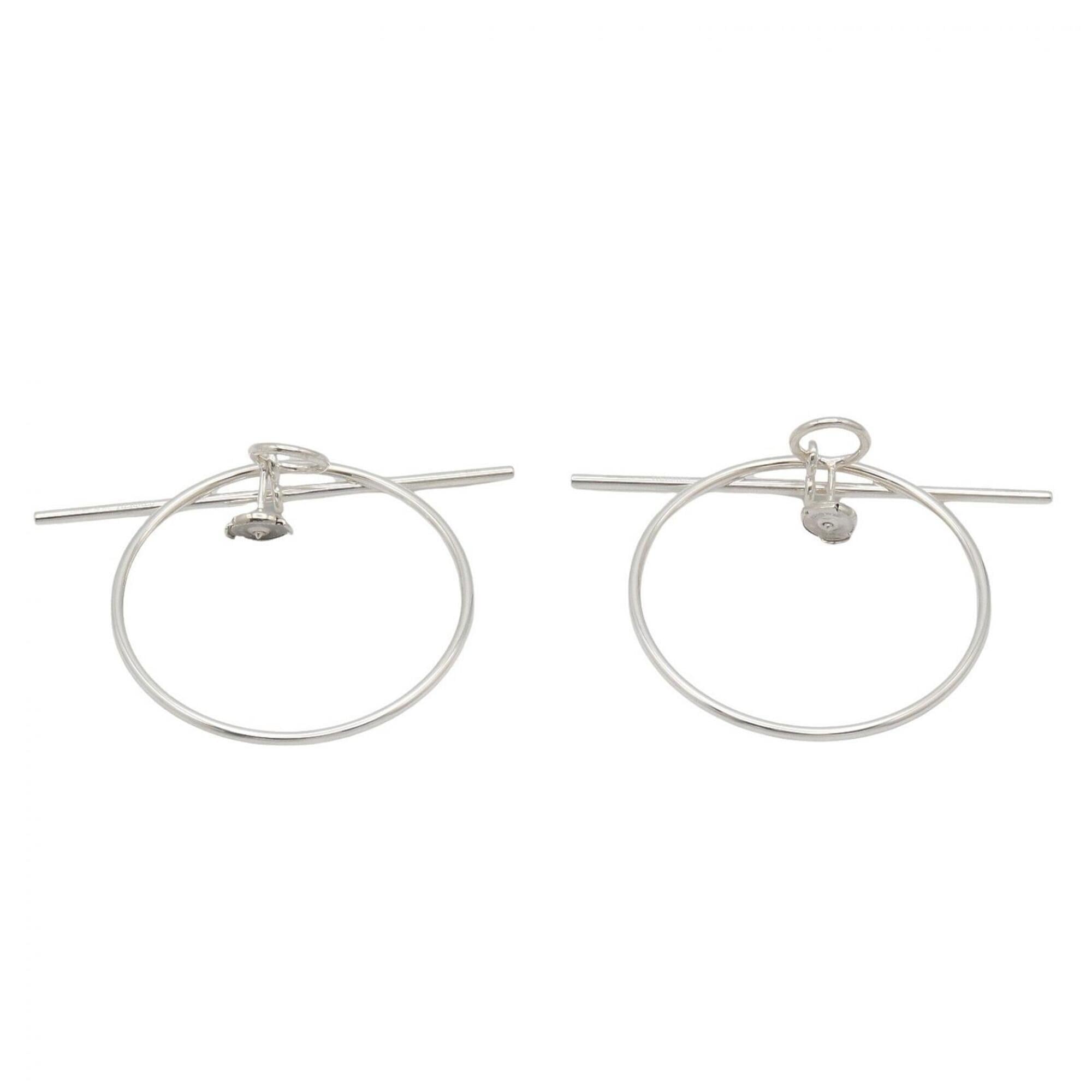 Hermes Loop MM Earrings, Sterling Silver 925, Women's Tone — Like New
