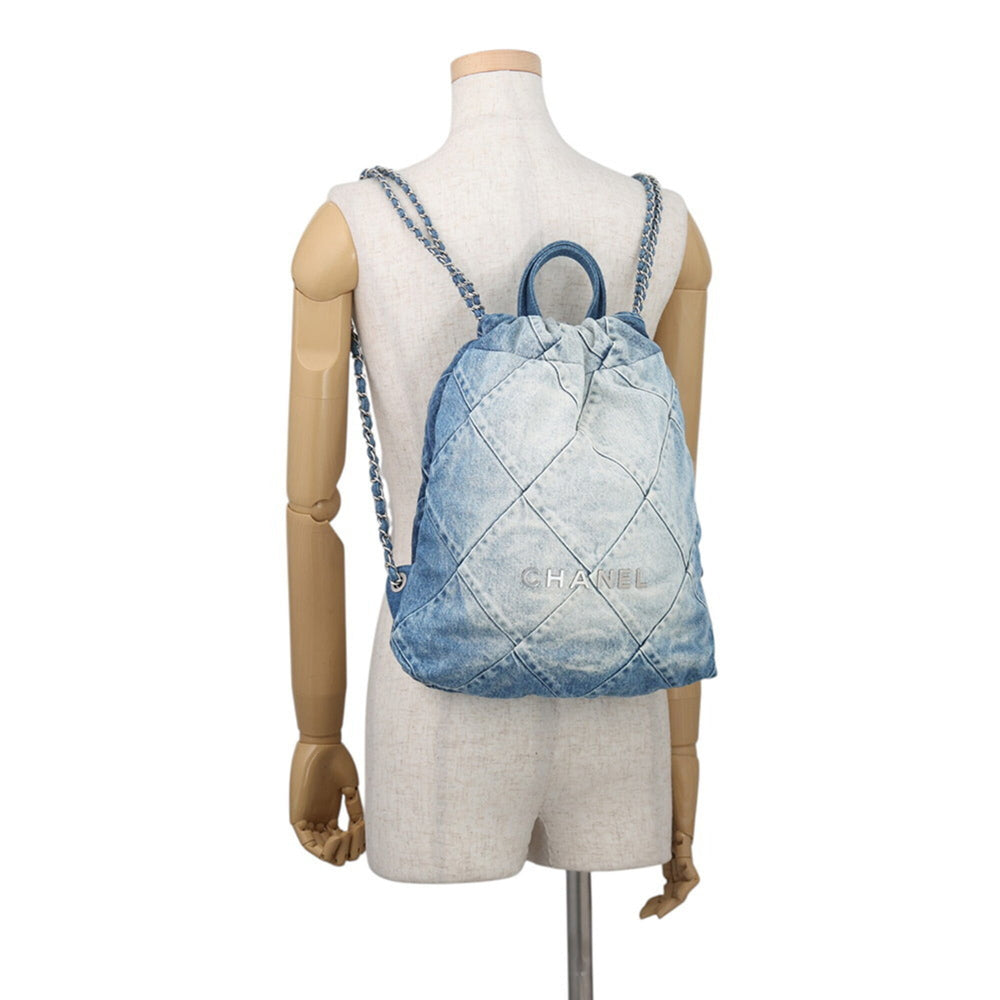 Chanel backpack, 22 Small Denim AS3859, CHANEL handbag, women's — Like New