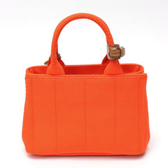 PRADA Jardiniere Mini Handbag Canapa Tote Bag 1BA038 Cotton Canvas Orange B-159860 — New - Store Return