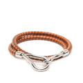 Hermes Jumbo Choker Bracelet in Brown and Silver Leather Metal for Women