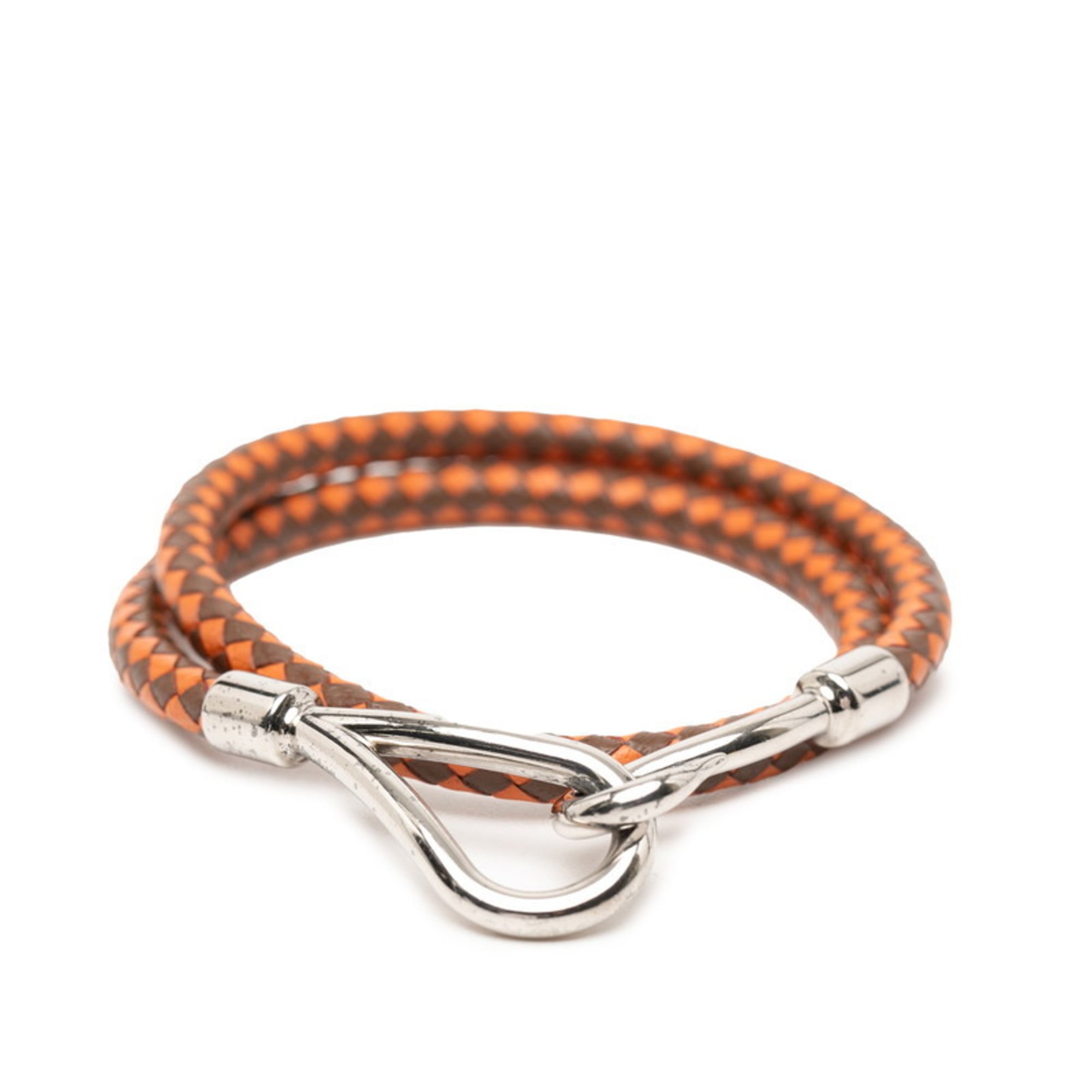 Hermes Jumbo Choker Bracelet in Brown and Silver Leather Metal for Women