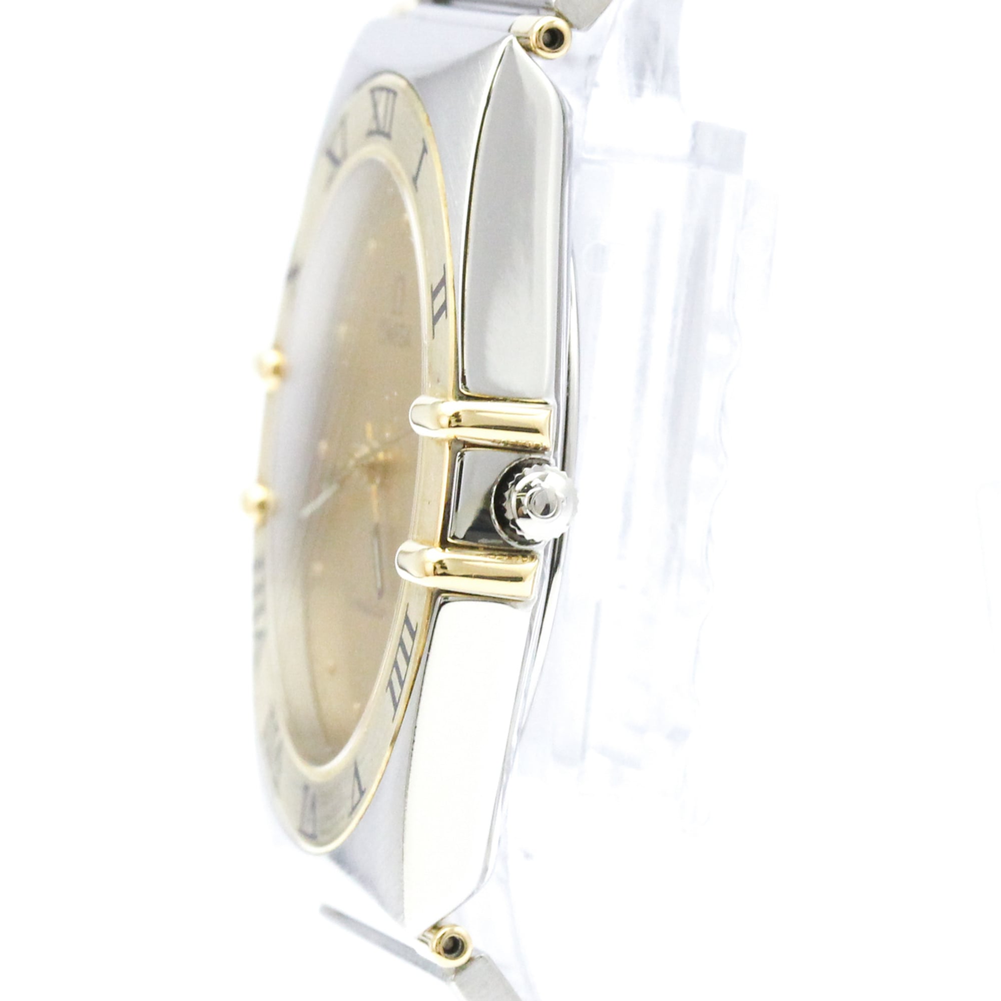 OMEGA Constellation 18K Gold Steel Quartz Mens Watch 396.1070 Polished — Very Good
