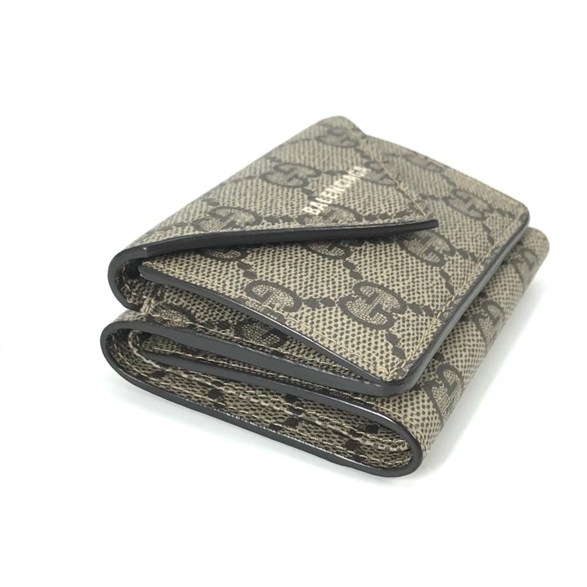 GUCCI 681704 BALENCIAGA Paper Mini The Hacker Project Tri-fold Wallet in GG Supreme Canvas, Unisex, Beige