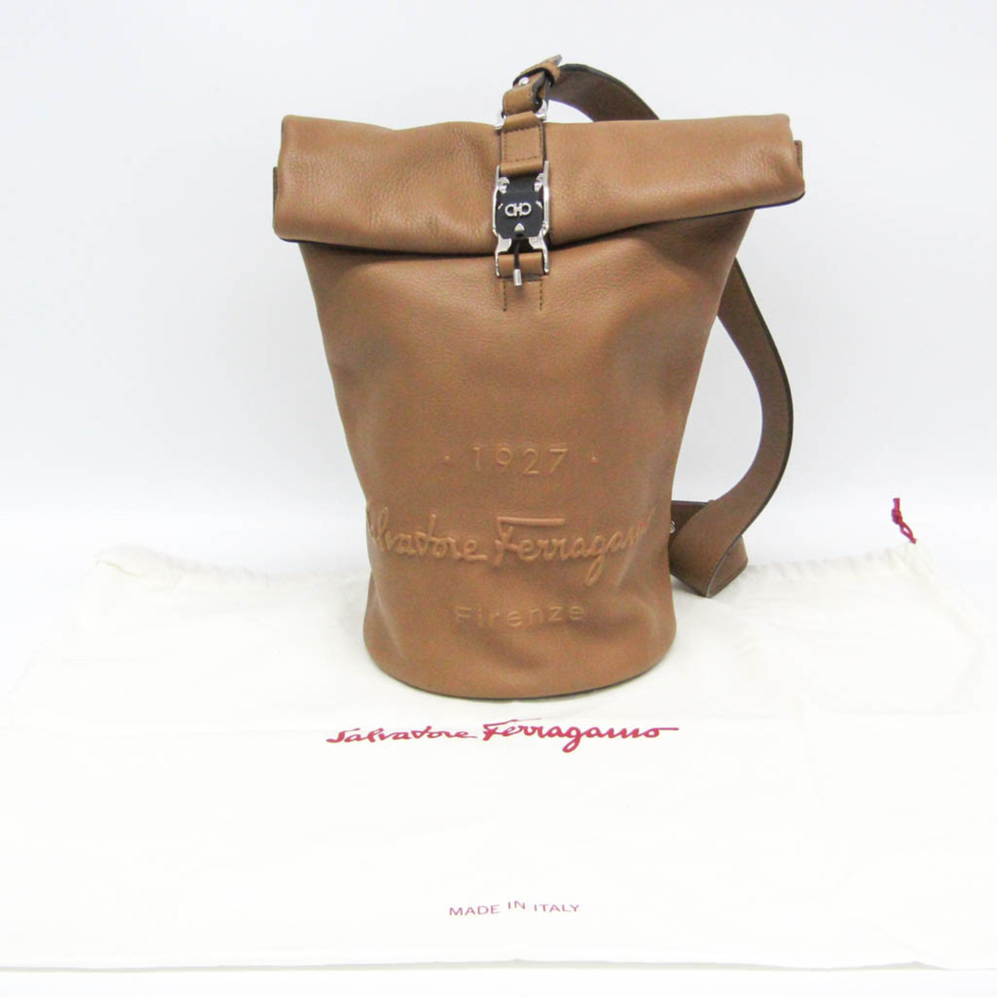 Salvatore Ferragamo Gancini Sling Bag GG-241141 Women's Leather Shoulder Bag Brown — Like New