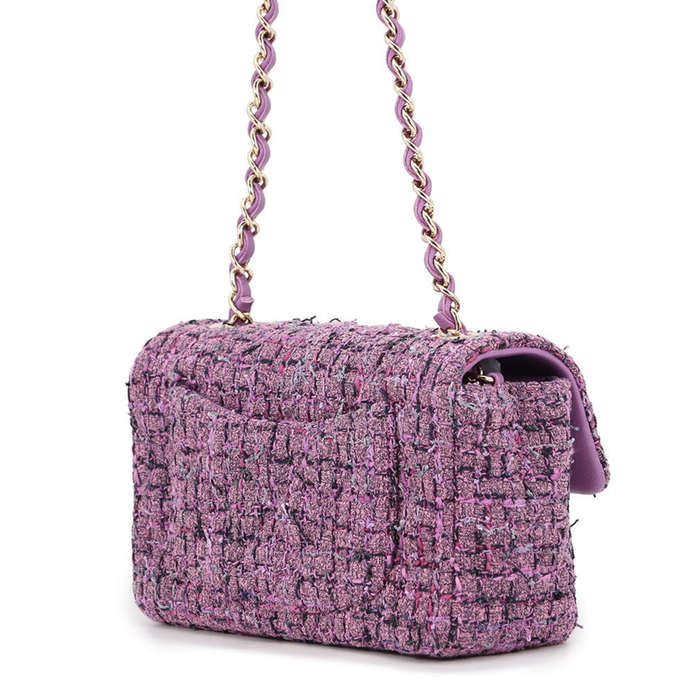 Chanel Chain Shoulder Bag, Coco Mark, Matelassé Tweed, A69900, CHANEL, Handbag, Women's, CHANEL — Like New