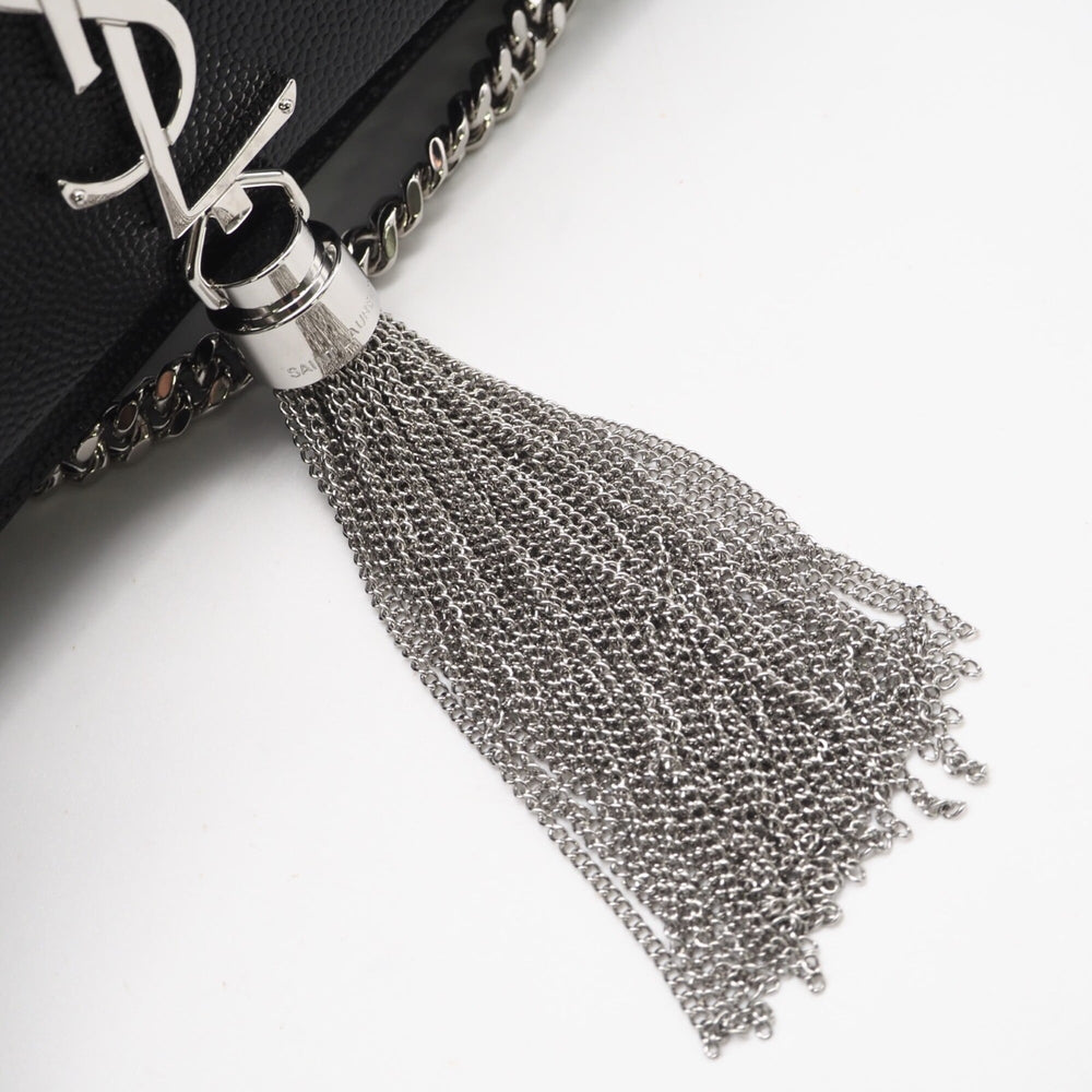 YVES SAINT LAURENT Kate Tassel Small Chain Wallet 452159 Shoulder Bag Black Silver Leather Women's — New - Store Return