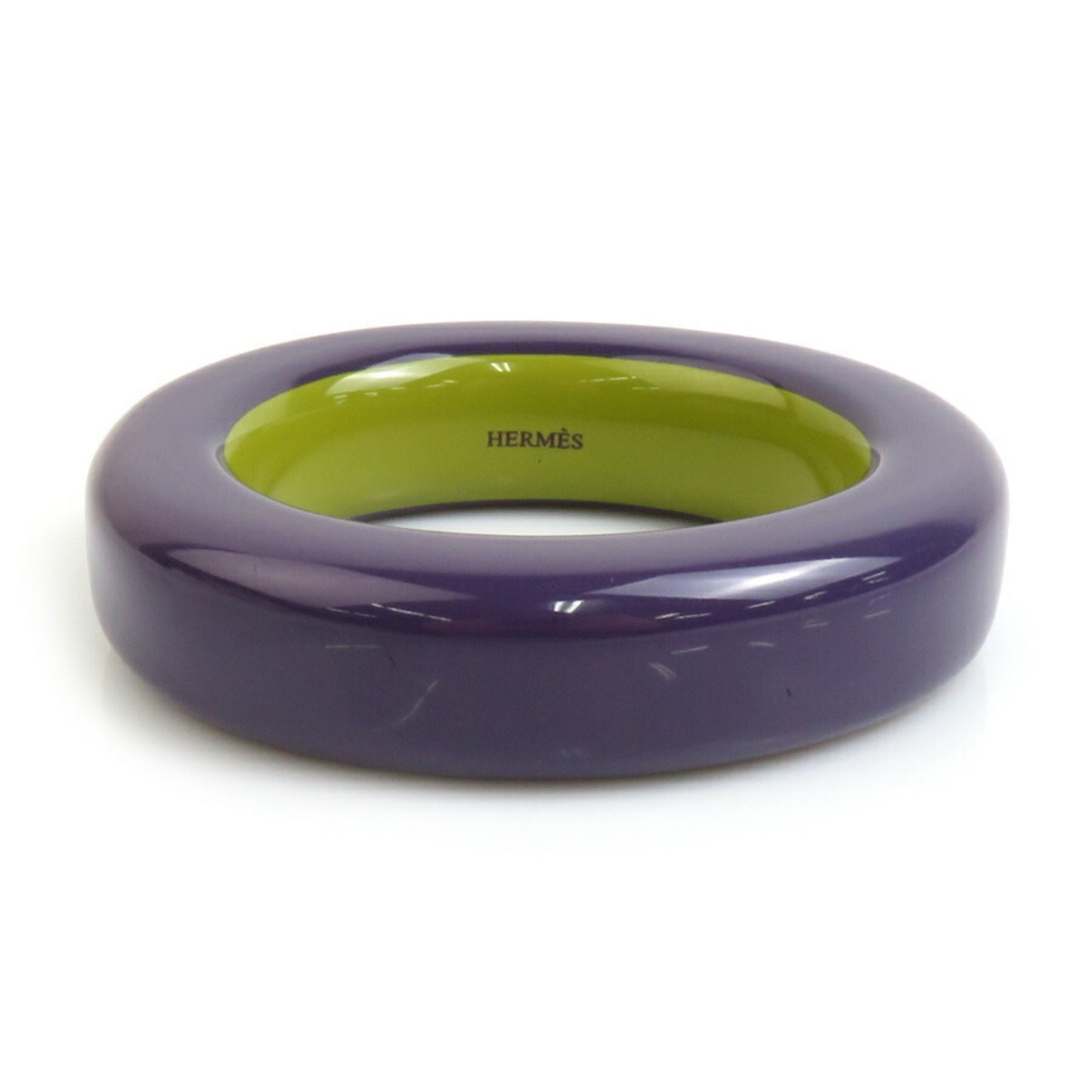 Hermes HERMES Bangle Bracelet Lacquer Wood Purple Yellow Green Women's e59829