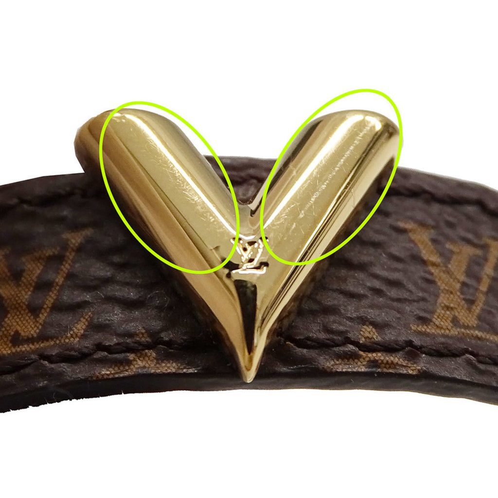 Louis Vuitton Essential V Bracelet, Women's, Monogram Canvas, Brown, M6042G, Size 15, Slim, Logo