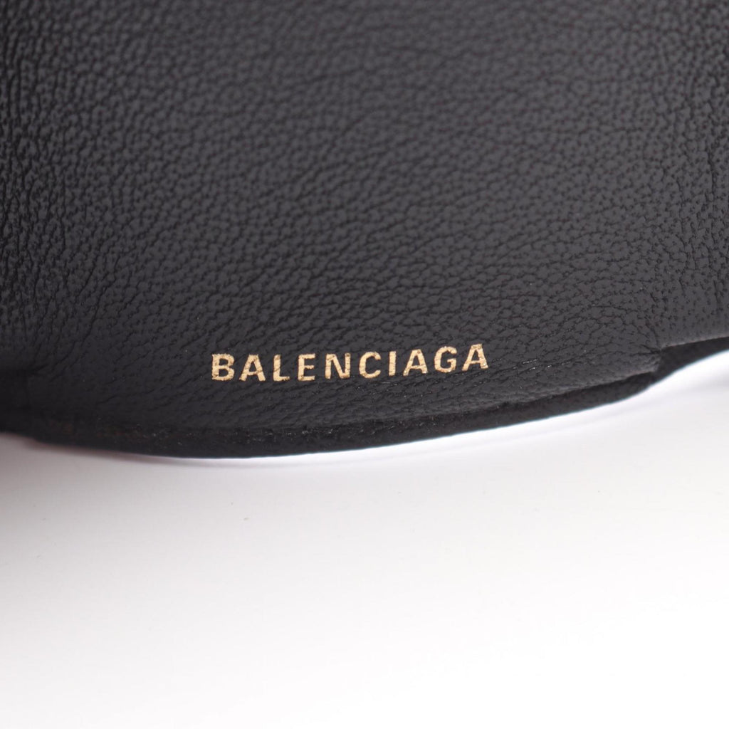 Balenciaga VILLE Tri-fold Wallet, Leather, Women's, Black, 558208