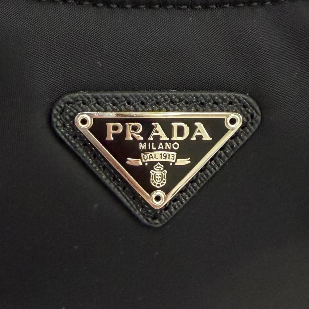PRADA 1NE515 Re-Edition 2000 Re-Nylon Mini Bag with Triangle Plate Charm, One-Shoulder Bag, Black, Made in Italy, Women's, Dust — Like New