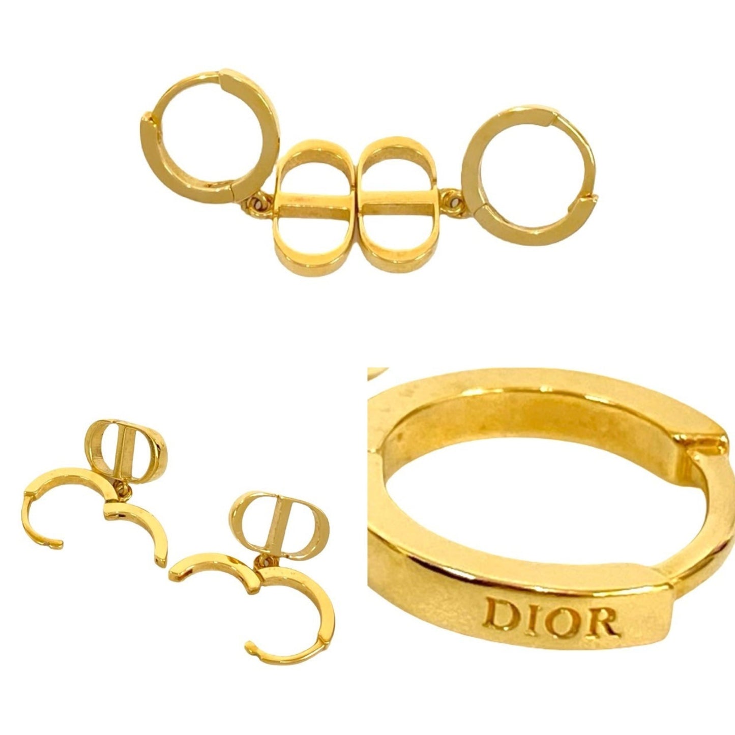 Christian Dior Petit CD Logo Motif GP Earrings, Gold, 40233