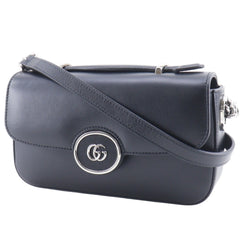 Gucci Petit GG Shoulder Bag, Double G, 2-Way, 739722, Leather, Black, Flap, GG, Women's — Like New