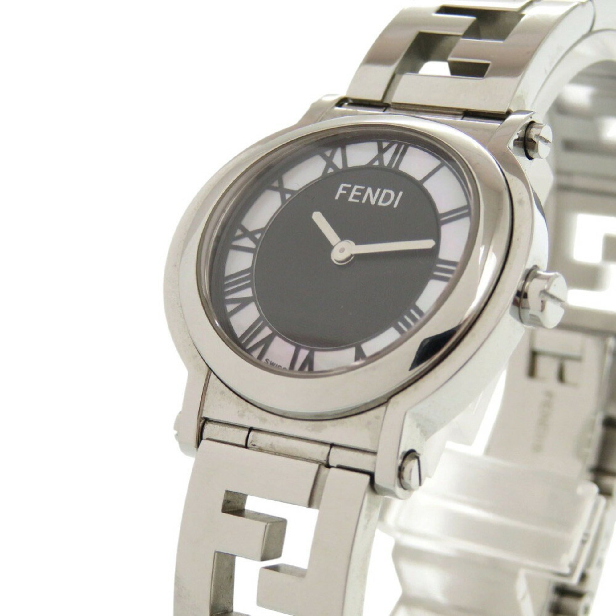 Fendi 6100L Caredro Shell Stainless Steel Black Quartz Watch with Dial 0556FENDI — Good