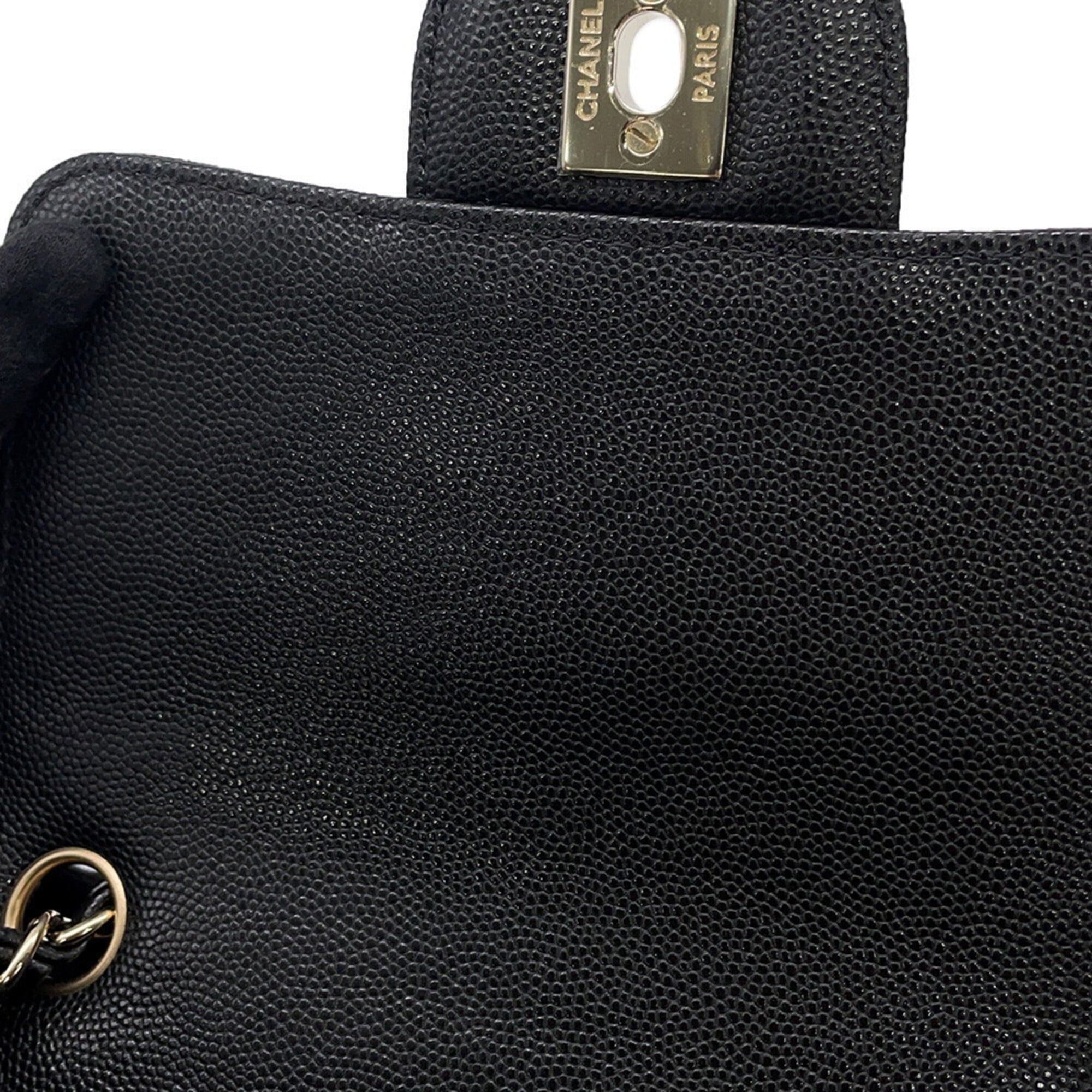 Chanel Chain Shoulder Bag Matelassé Coco Mark Caviar Skin Mini A35200 CHANEL Black Handbag Women's — Like New