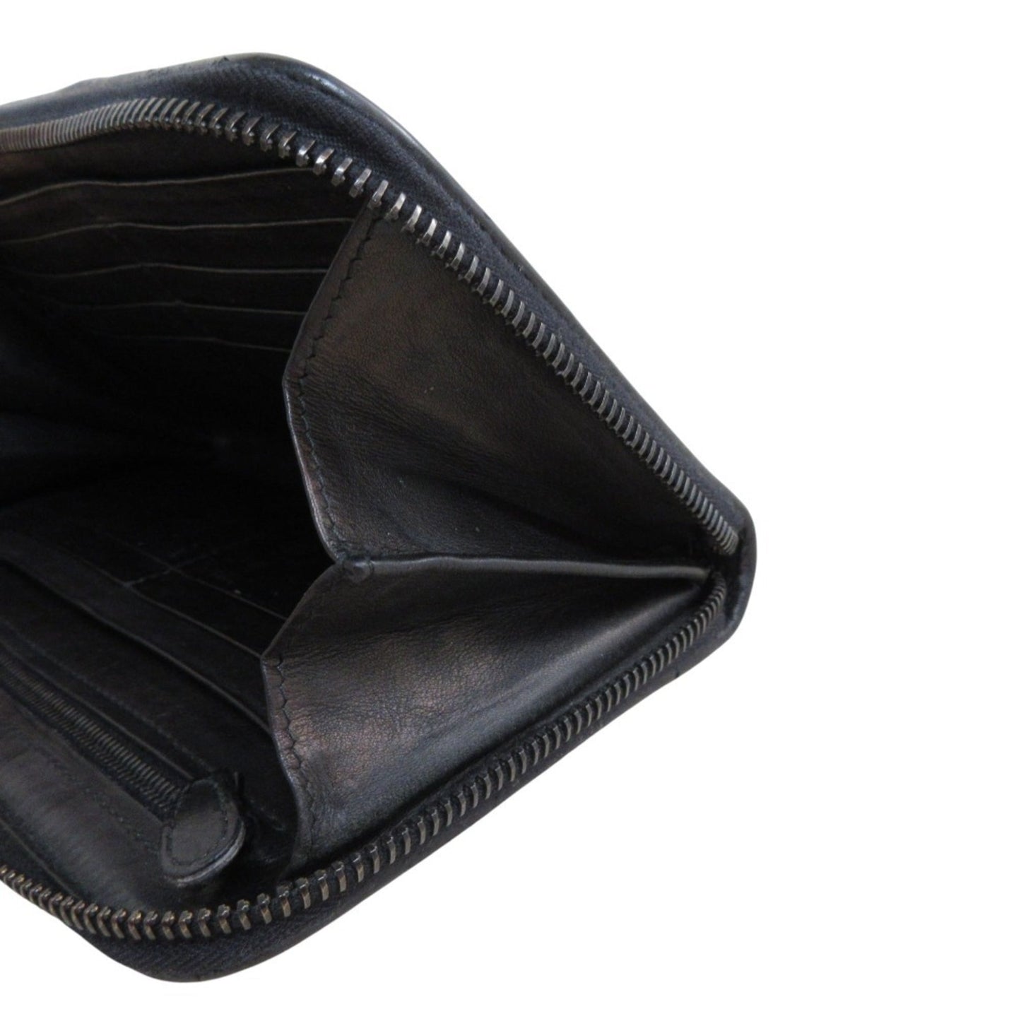 BOTTEGA VENETA Intrecciato Leather Round Zip Long Wallet in Black for Men and Women