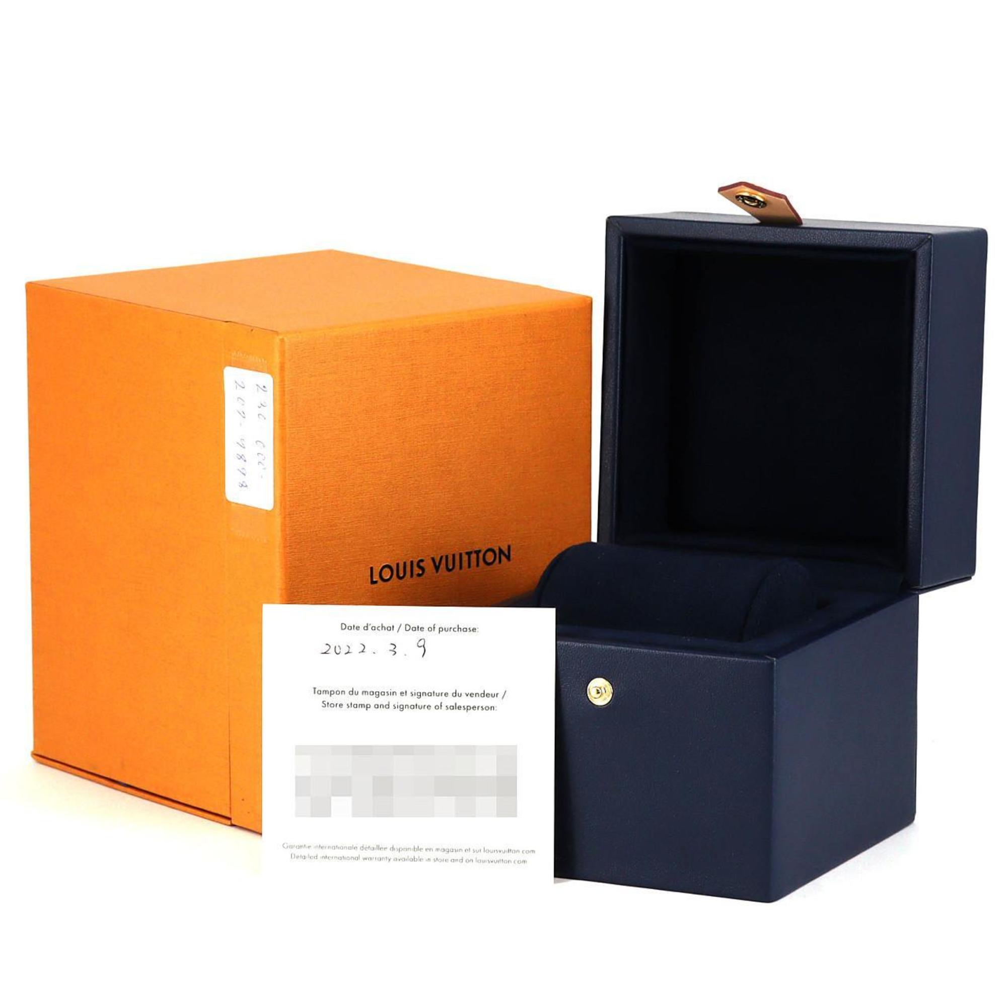 Louis Vuitton Tambour Dual Time 12P Circle D QA142 Stainless Steel Quartz Watch — Very Good
