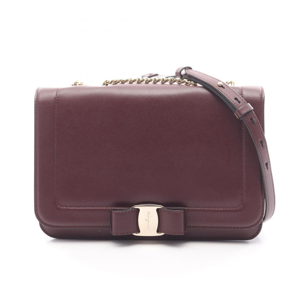 Salvatore Ferragamo Vara Ribbon Shoulder Bag, Leather, Women's, Bordeaux