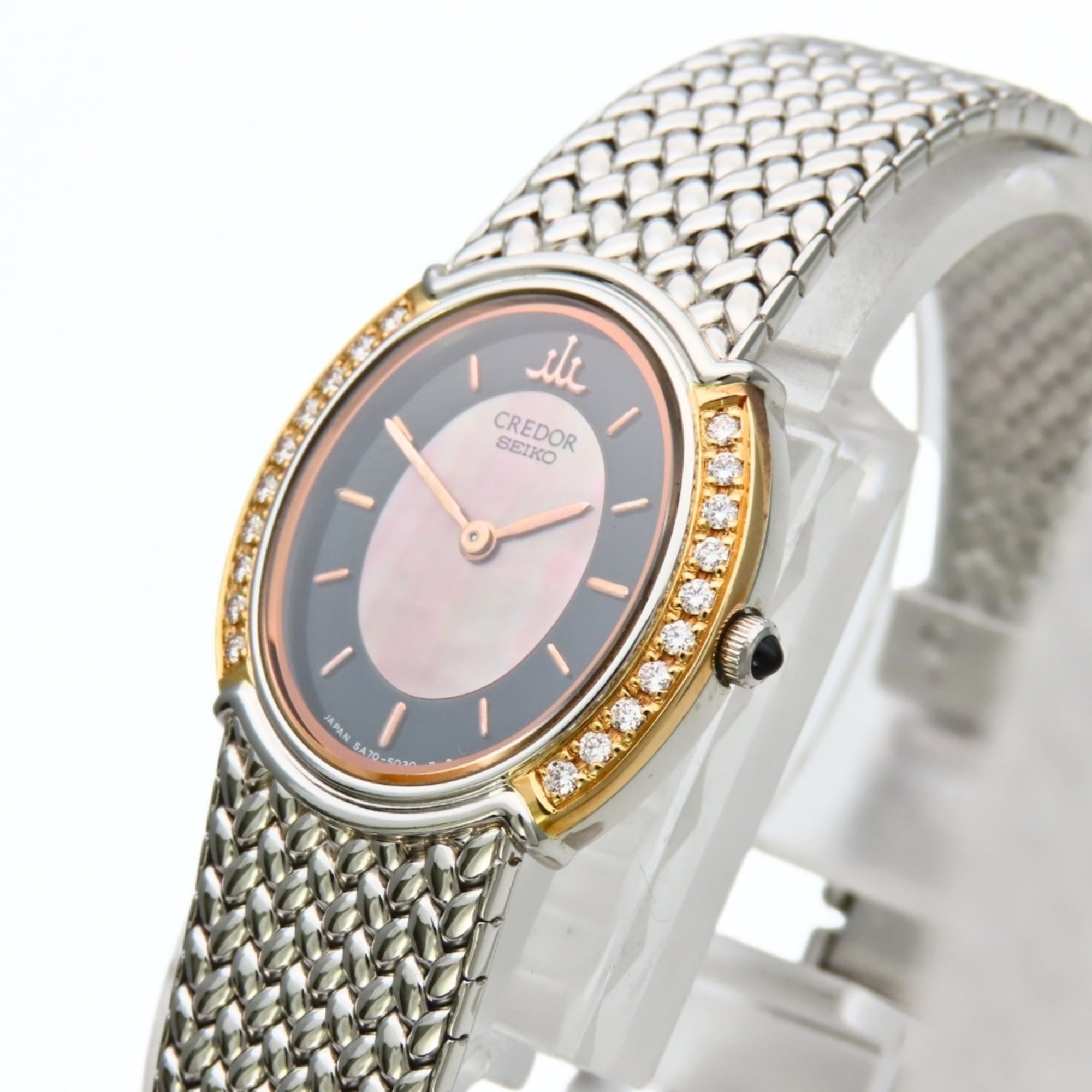 Seiko Credor 5A70-3000 SS K18YG Diamond Shell Women's Watch SEIKO — Good