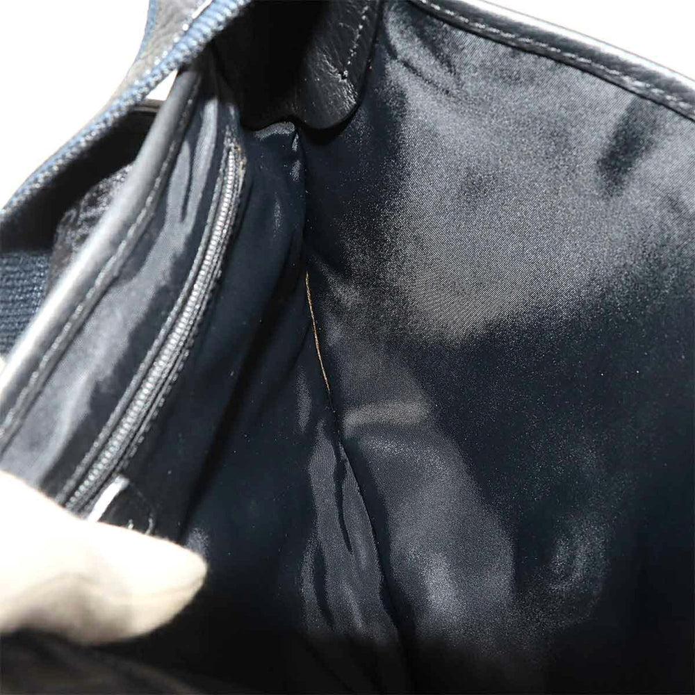 Christian Dior Trotter Street Chic Shoulder Handbag, Canvas and Leather, Black/Navy — Like New