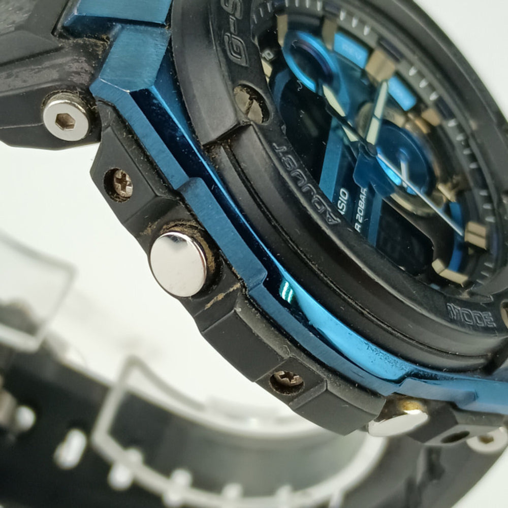 CASIO Casio Watch G-SHOCK G-STEEL G-Shock G-Steel GST-200CP-2AJF Black & Blue Dial Resin Stainless Steel Men's Digital Quartz — Good
