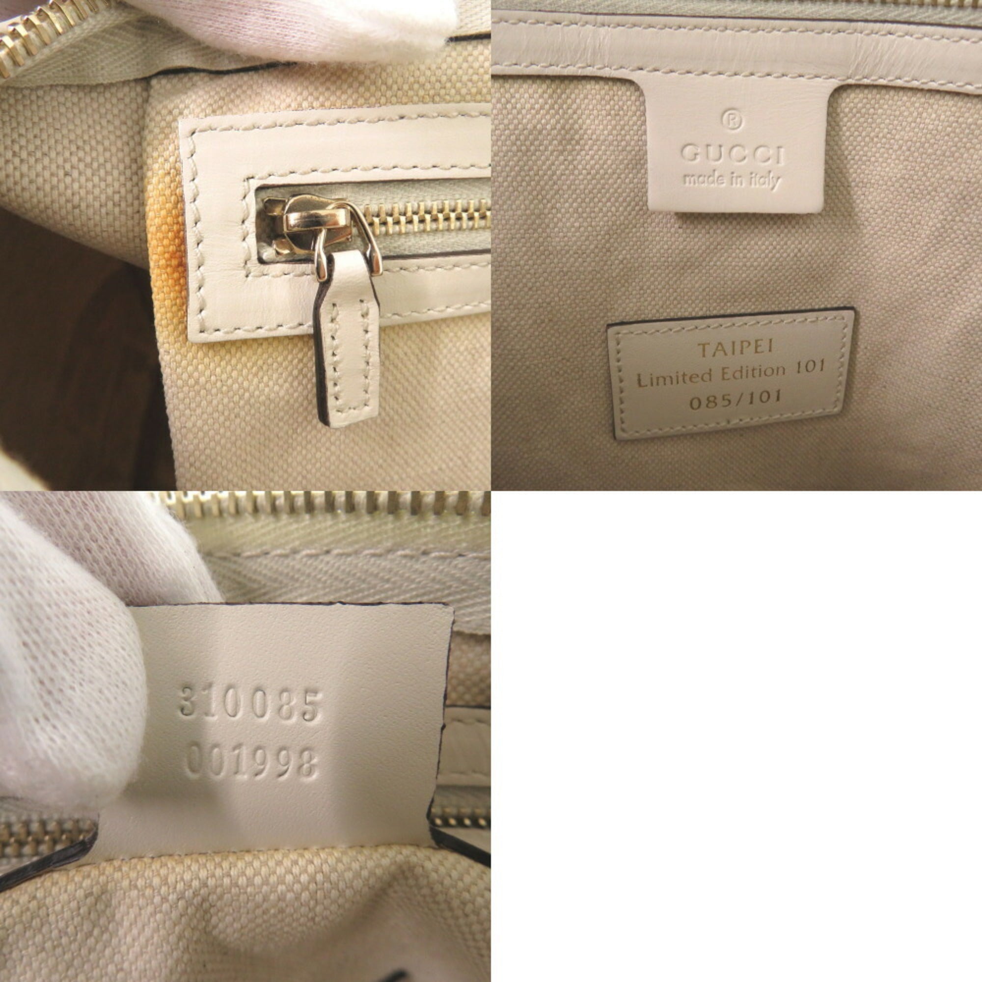 Like new Gucci TAIPEI Limited Edition 101 310085 white leather Boston bag (0173GUCCI) — Like New