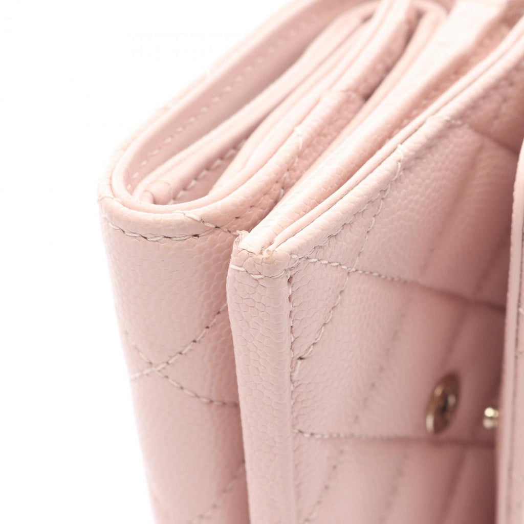 CHANEL Matelasse Tri-fold Wallet in Grained Calfskin Caviar, Women's, Pink