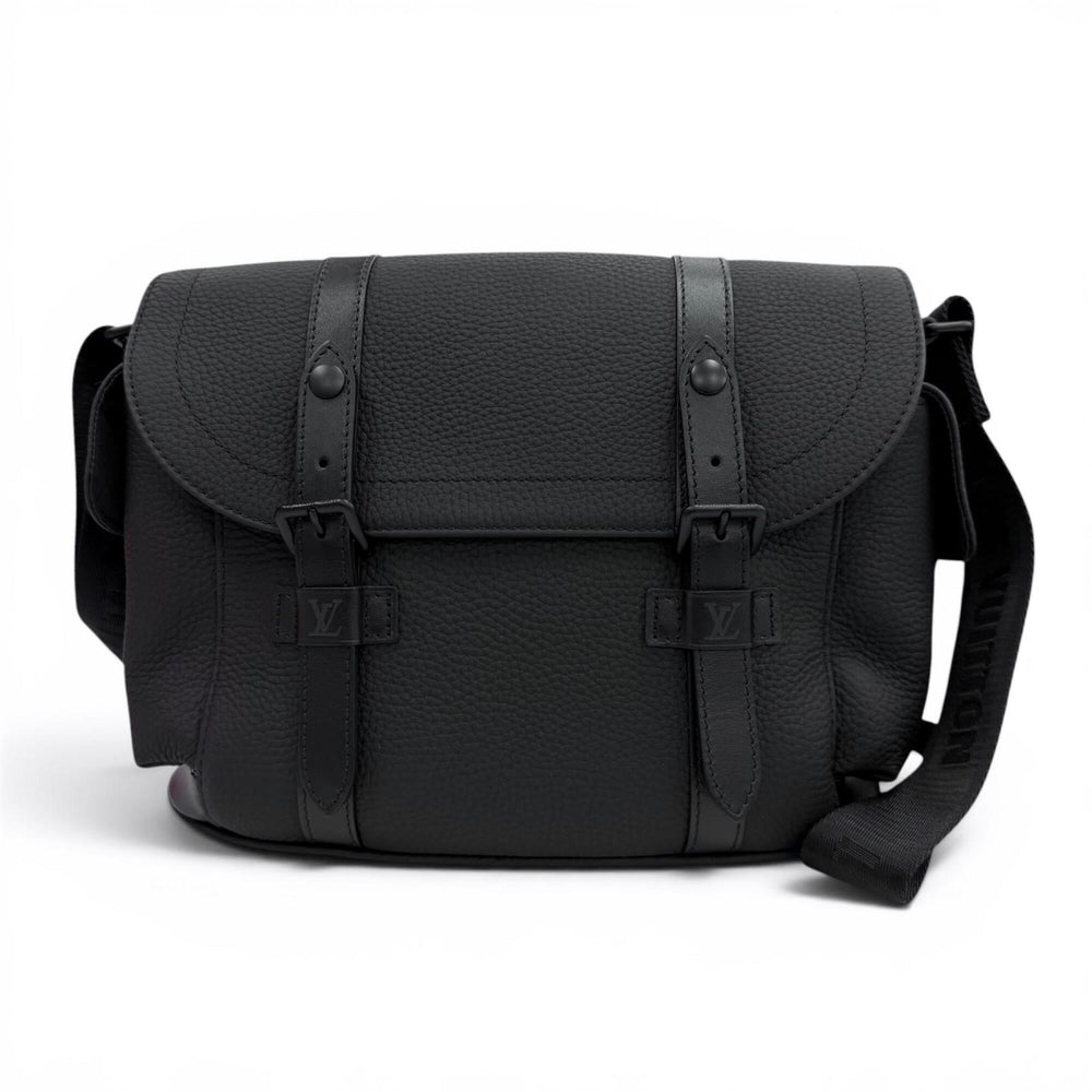 LOUIS VUITTON M58476 Christopher Messenger Taurillon Leather Shoulder Bag, Black, Made in France, Men's, with Dust Bag — New - Store Return